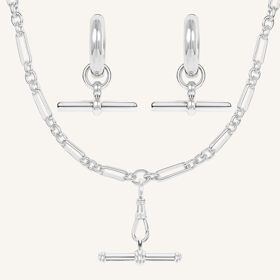 T-Bar Fob Chain and Hoops Set