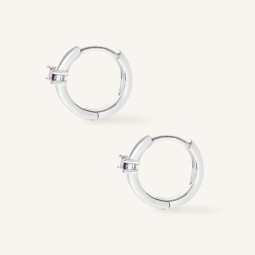 February Birthstone Huggies