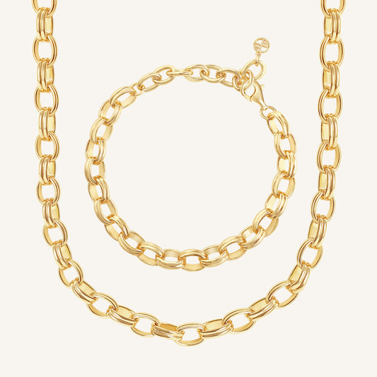 Fused Chain Necklace & Bracelet Set
