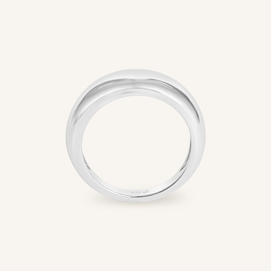 Silver ring on a white background