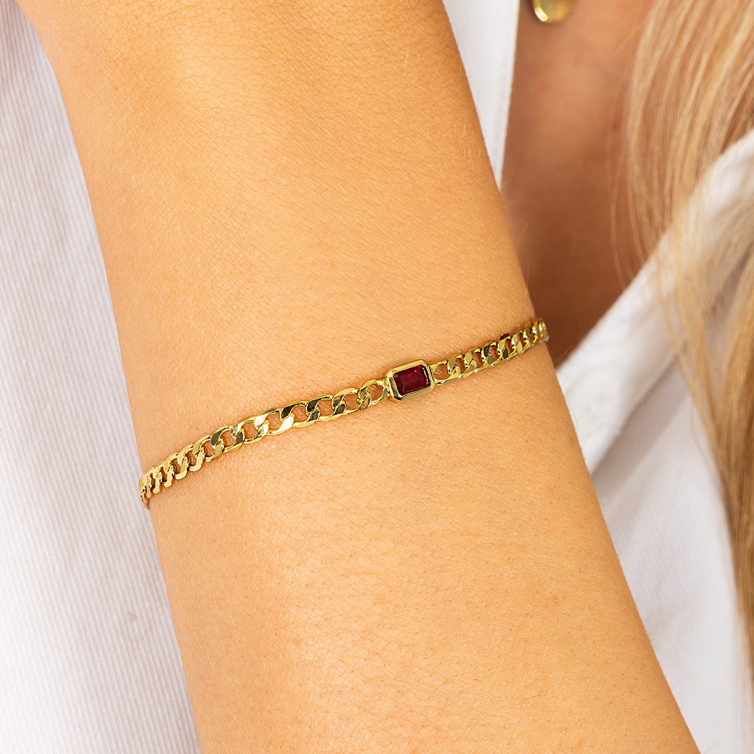 July Birthstone Chain Bracelet