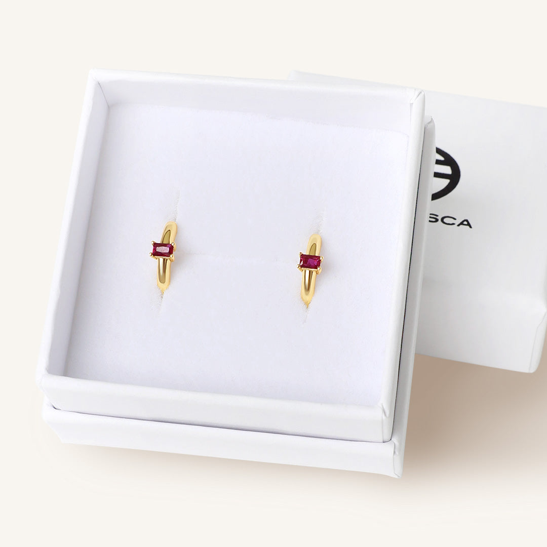 July Birthstone Huggies