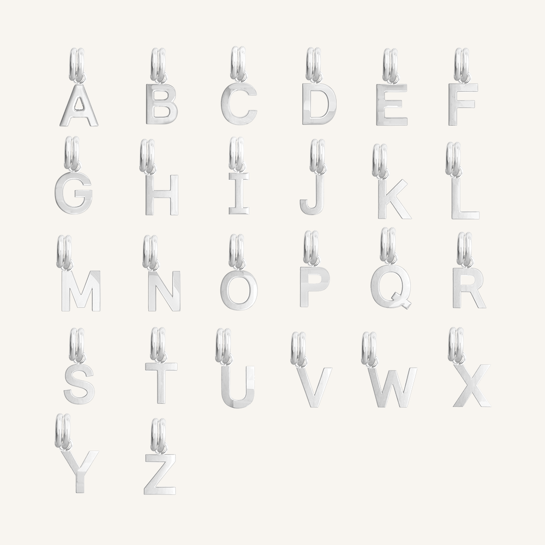 All silver letter charms