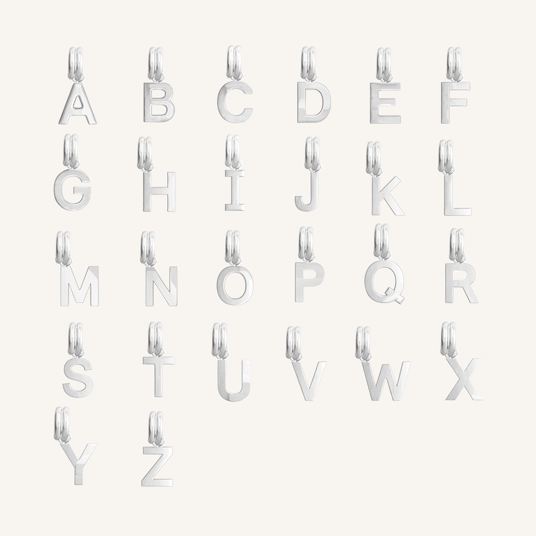 All silver letter charms