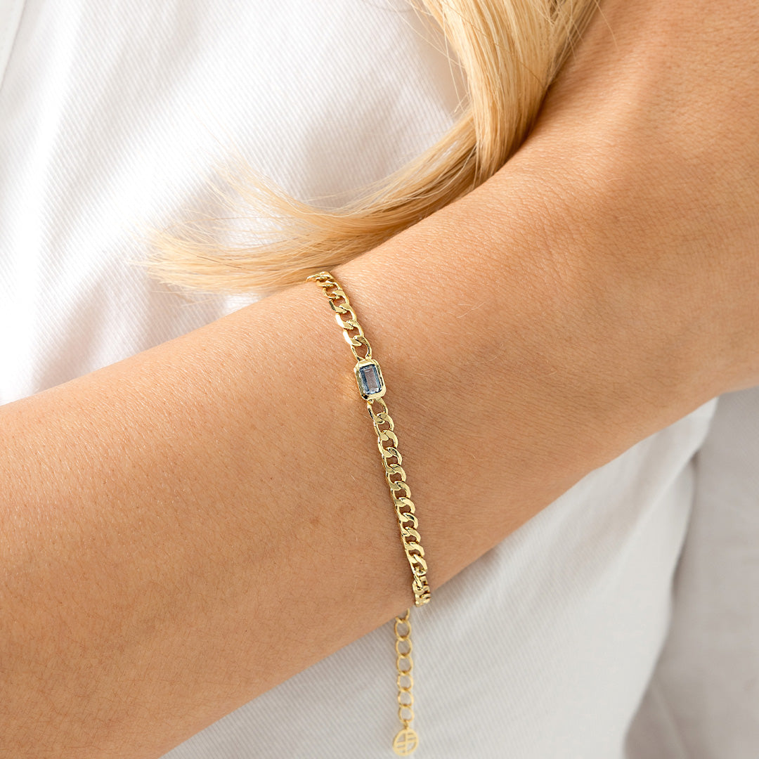 March Birthstone Chain Bracelet