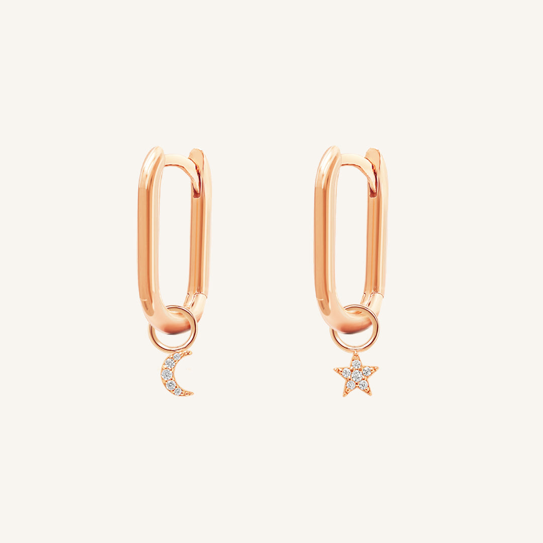 Astro Star Moon Rectangle Hoops
