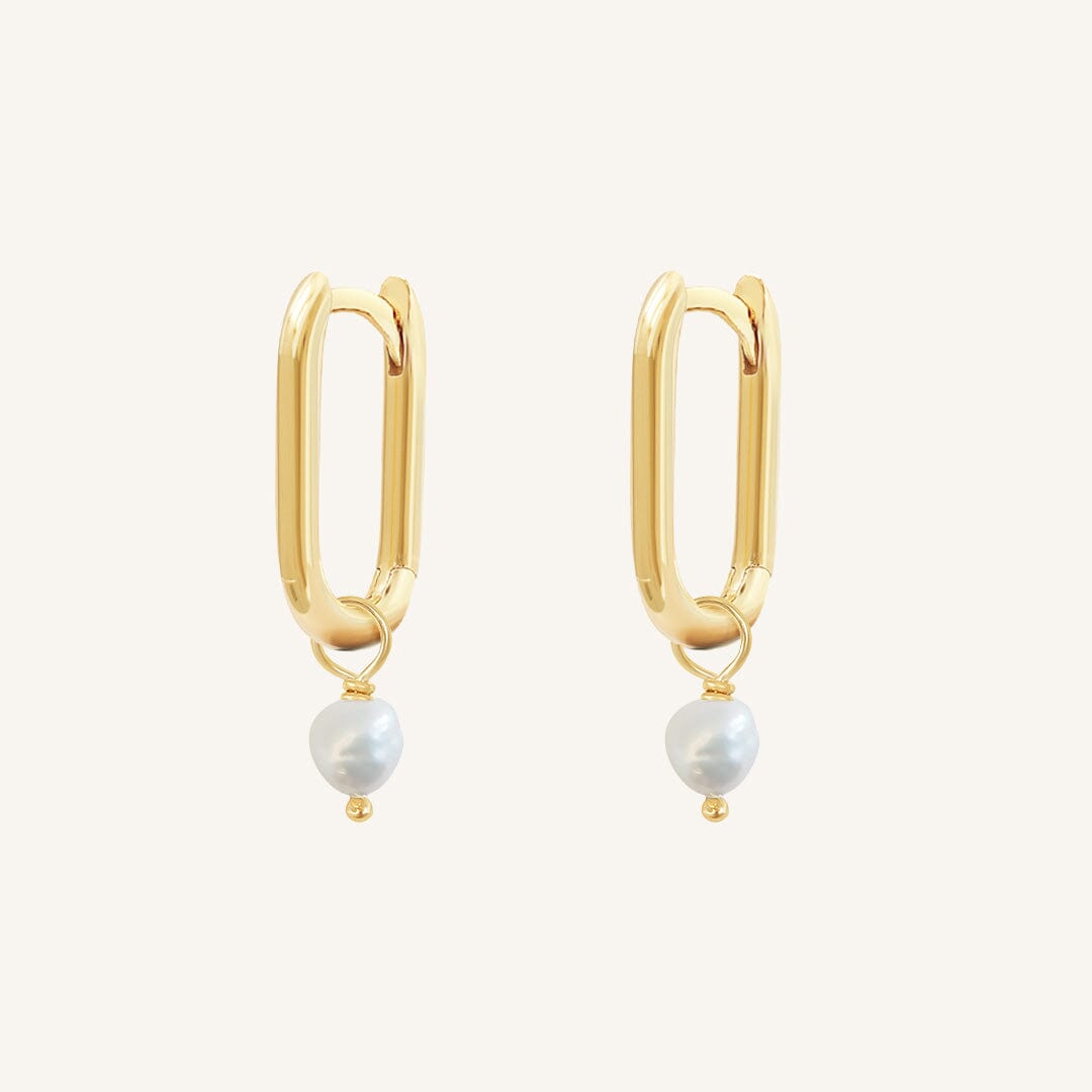 Pearl Rectangle Hoops - Stone of Potential
