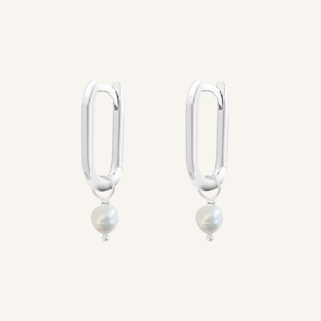 Pearl Rectangle Hoops - Stone of Potential
