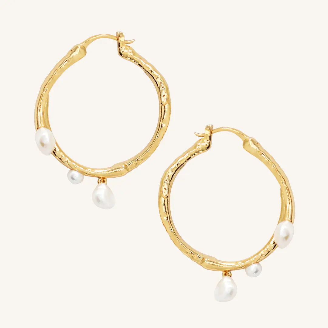 The GOLD Pearl Hoops by Francesca Jewellery from the Earrings Collection.