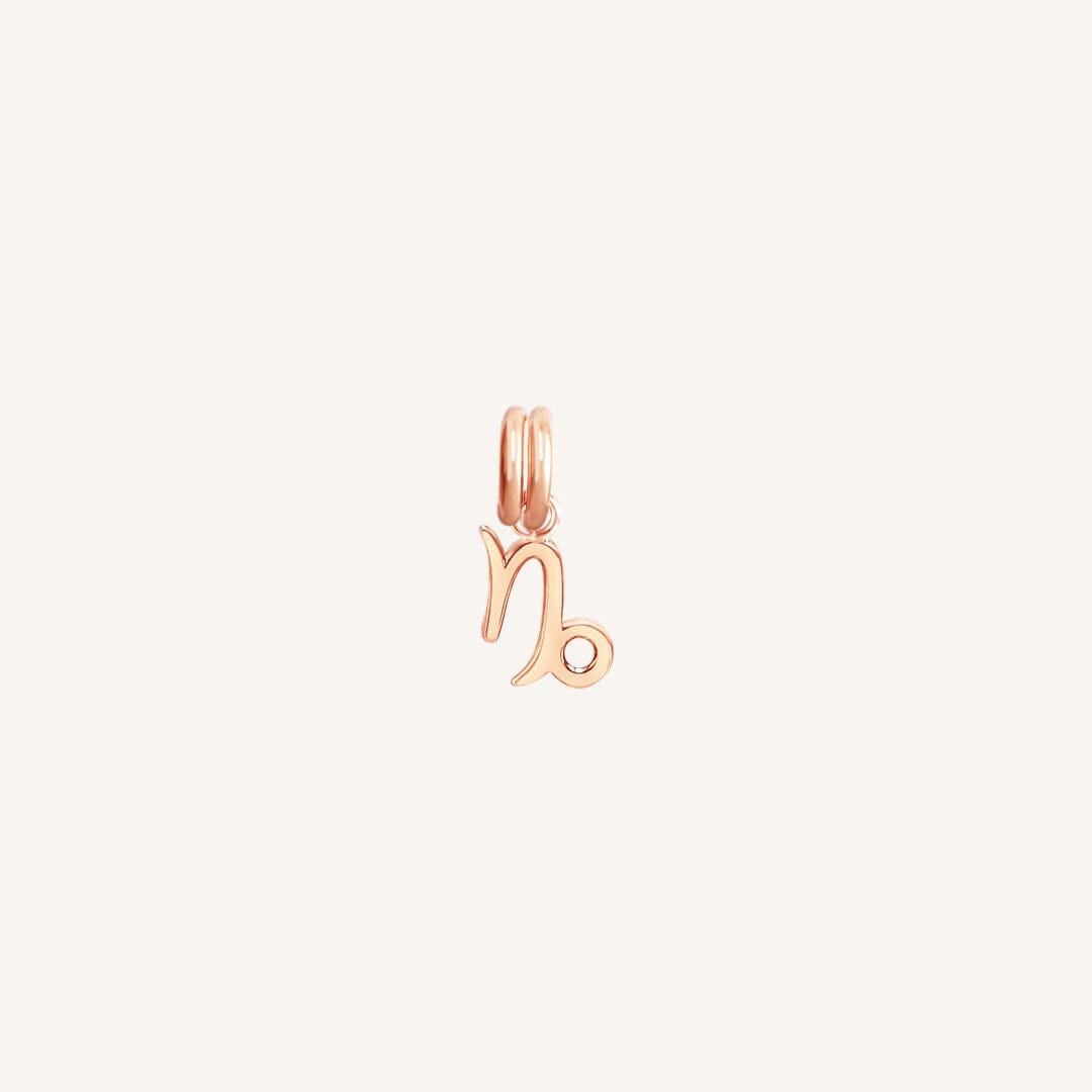 A rose gold Petite Zodiac Charm representing the Capricorn sign.