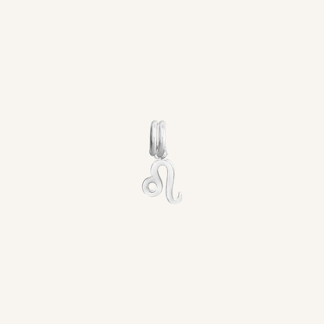 A silver Petite Zodiac Charm representing the Leo zodiac sign.