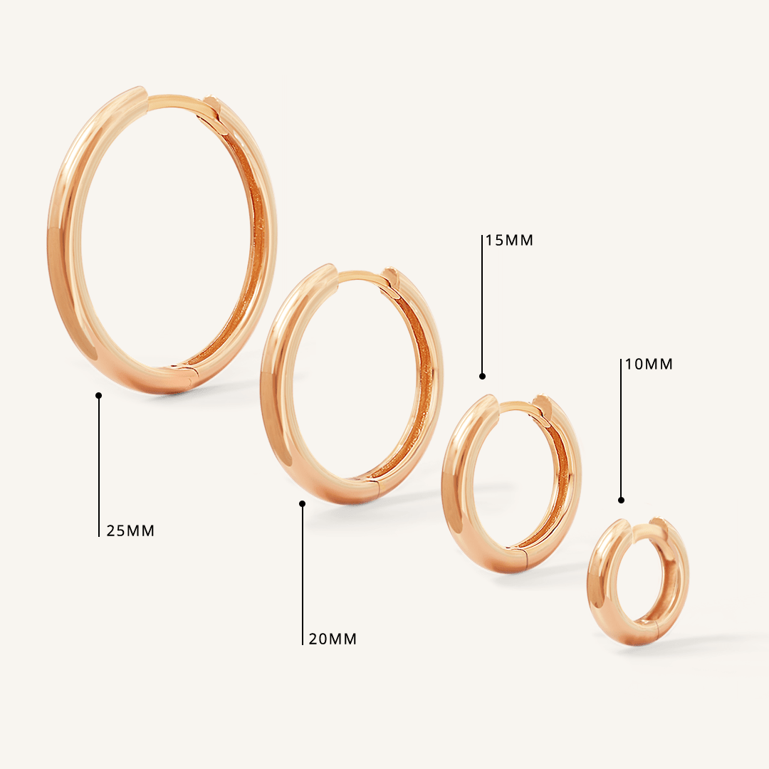 All sizes of rose francesca hoops