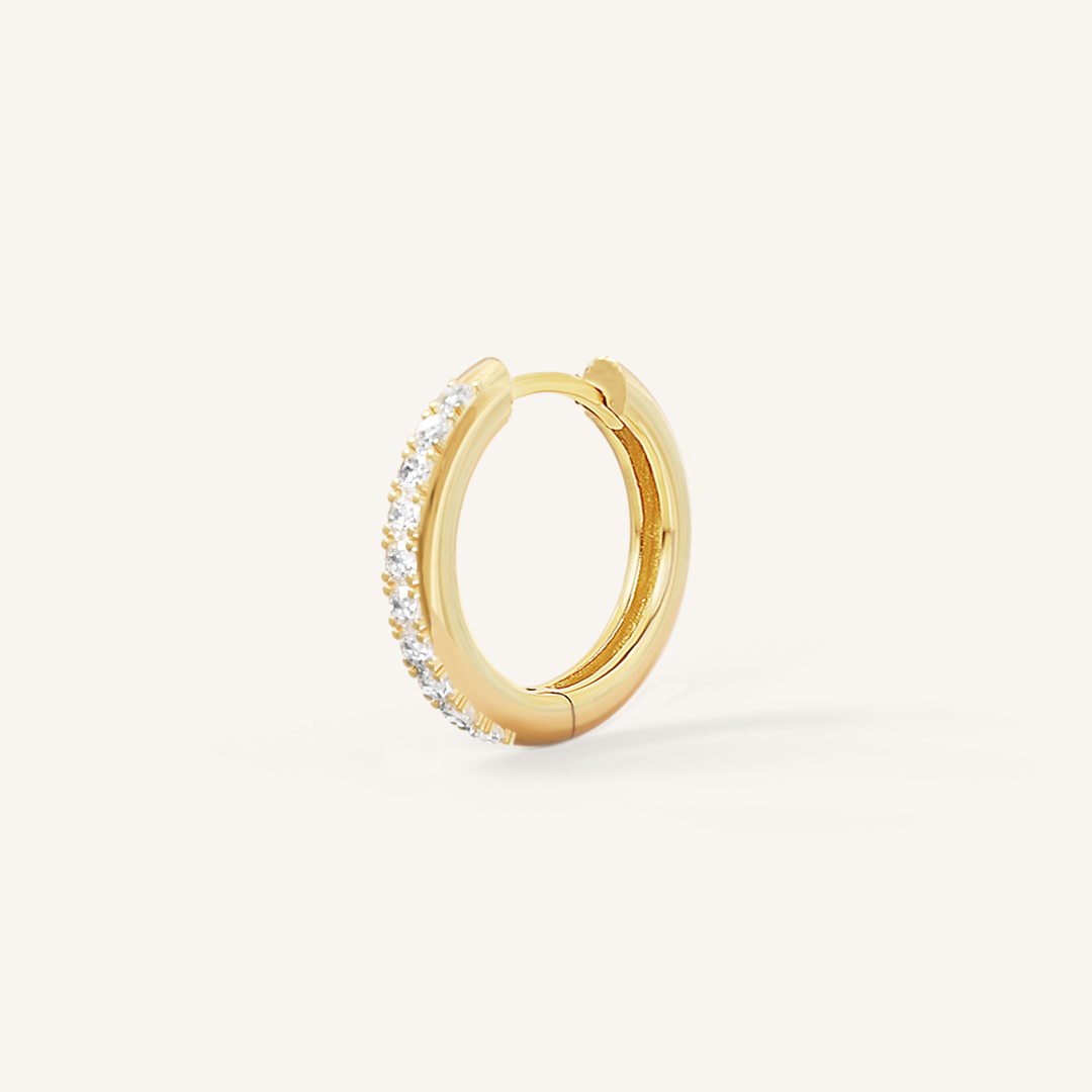 Small gold hoop, with cubic zirconias wrapped around