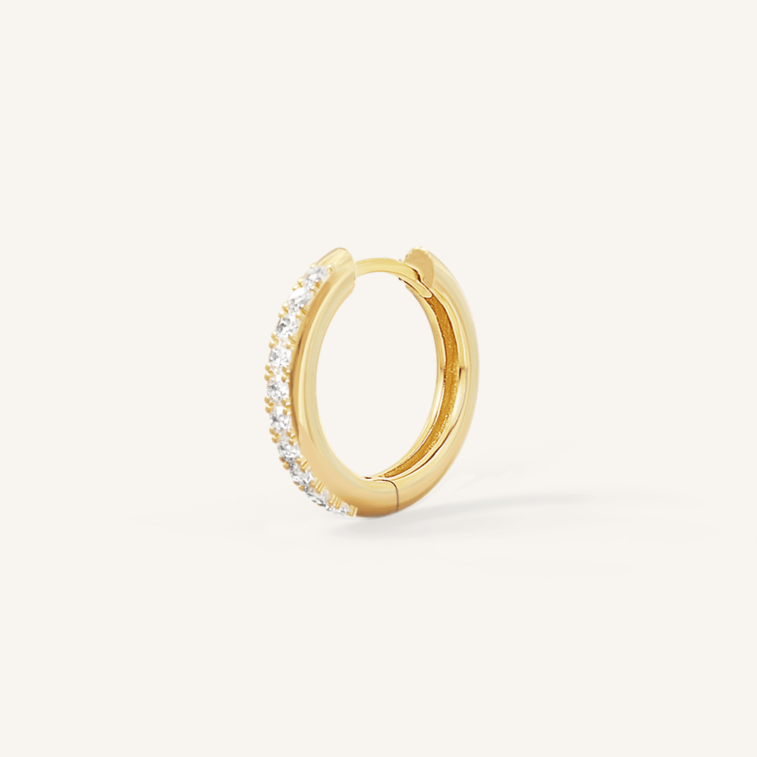 Small gold hoop, with cubic zirconias wrapped around
