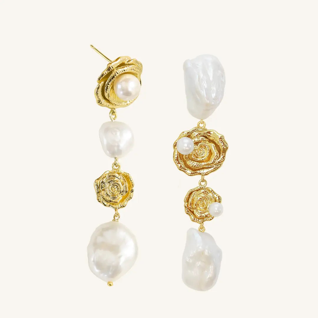 The GOLD PRE-ORDER : Rose Statement Earrings by Francesca Jewellery from the Earrings Collection.
