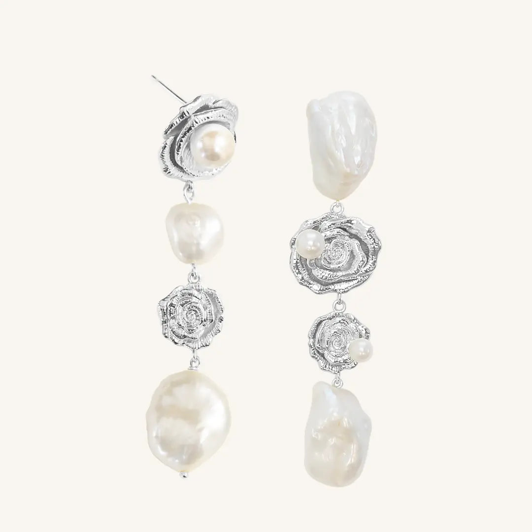 The SILVER PRE-ORDER : Rose Statement Earrings by Francesca Jewellery from the Earrings Collection.