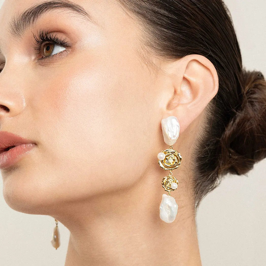 The PRE-ORDER : Rose Statement Earrings by Francesca Jewellery from the Earrings Collection.