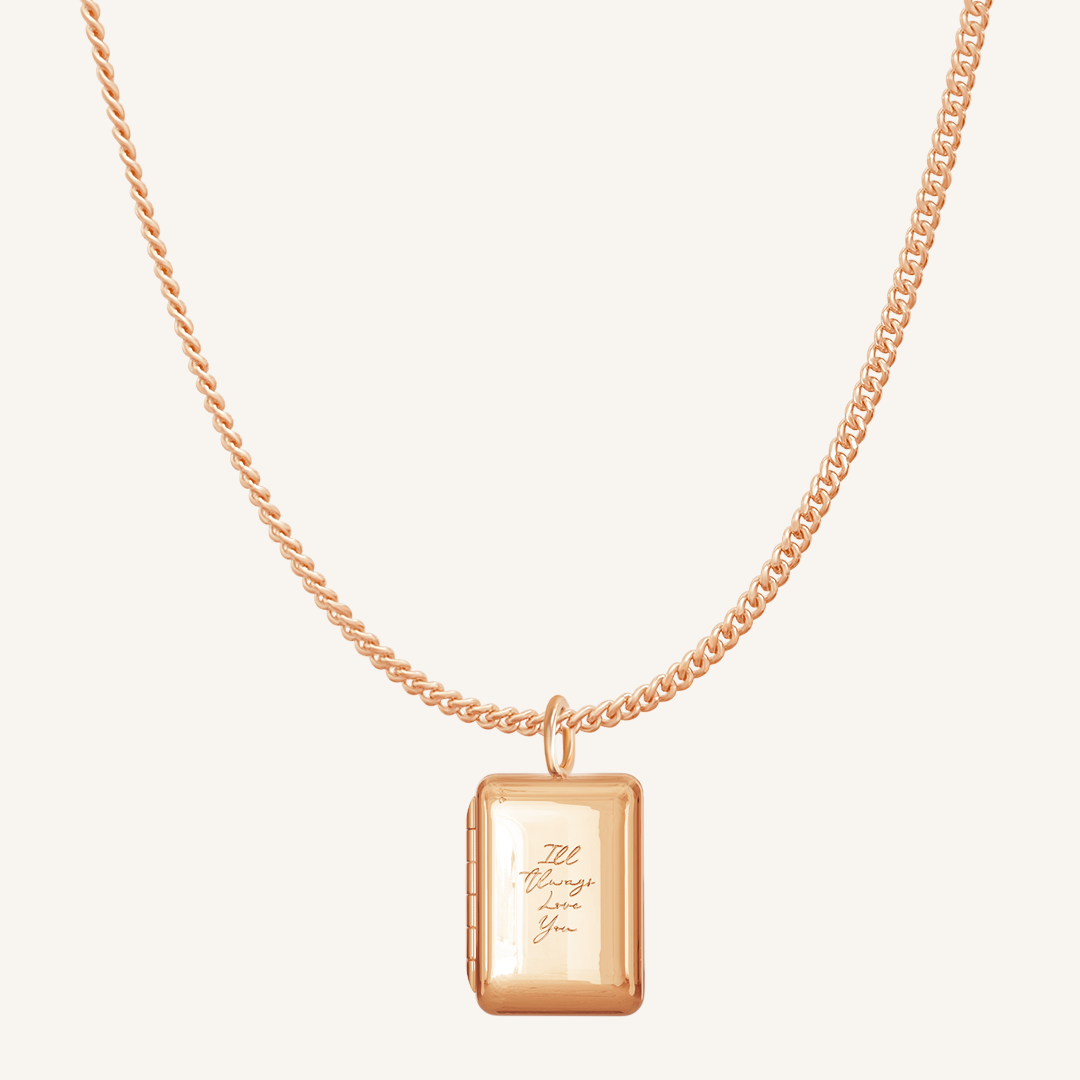 Etch Engraved Story Photo Locket Necklace