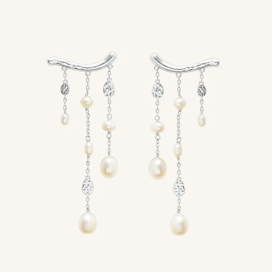 The SILVER Pearl Waterfall Earrings by Francesca Jewellery from the Earrings Collection.