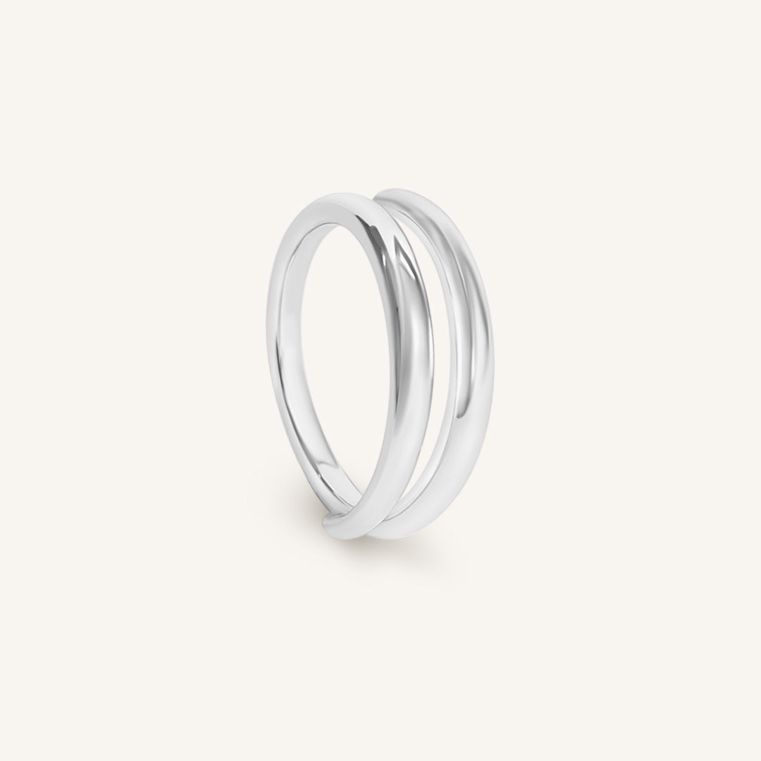 Silver ring on a white background