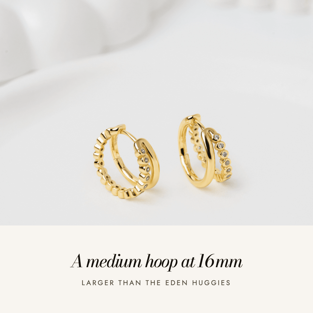 Eden Double Hoops in gold — a medium hoop at 16 mm