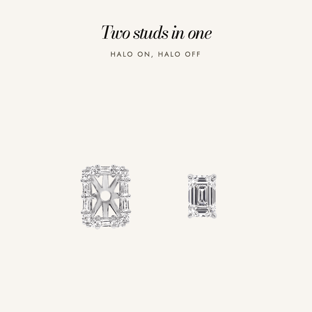 Florence Halo Studs in silver — two studs in one, halo on and halo off