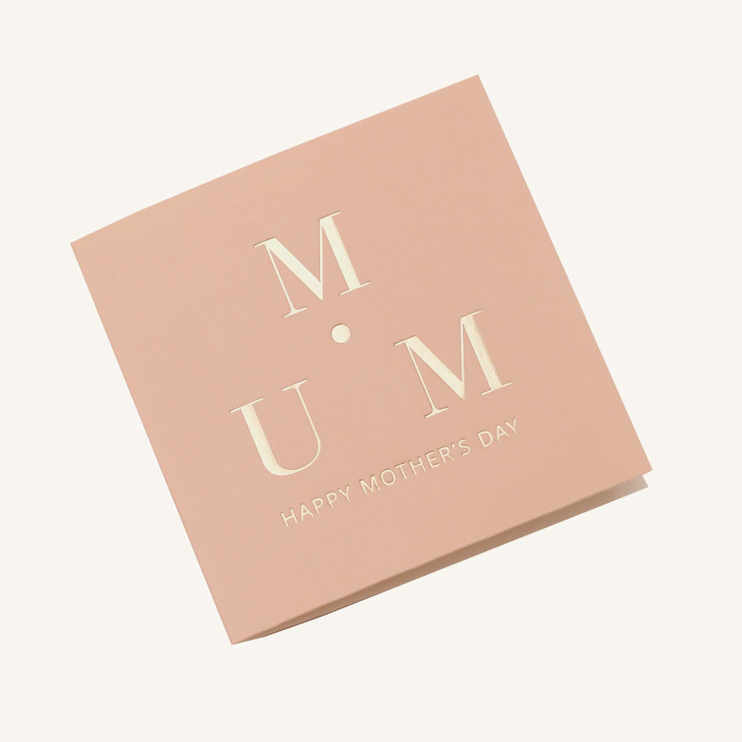 A greeting card displayed on a neutral background, featuring designs such as 'Happy Mother's Day'