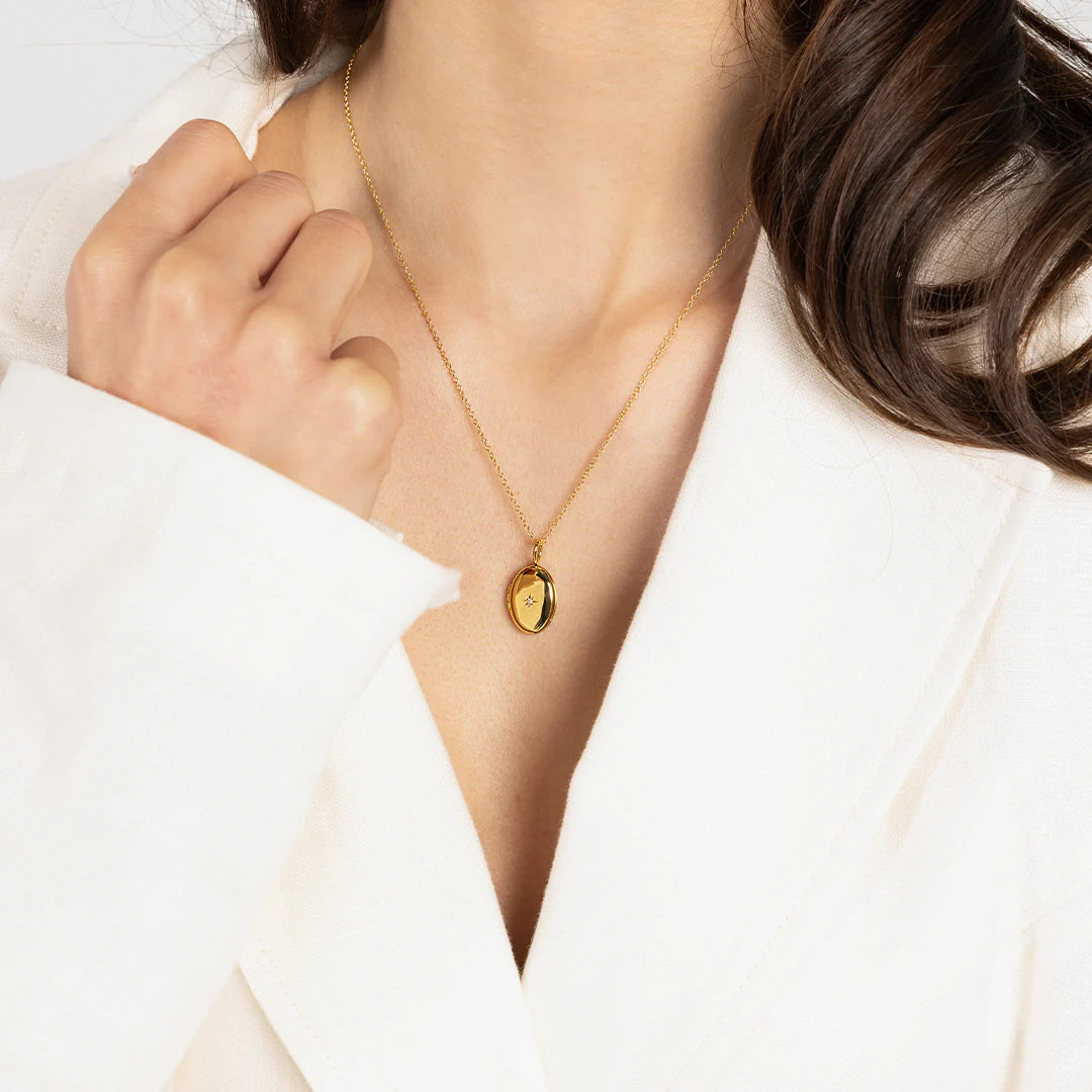 Oval Photo Locket Necklace