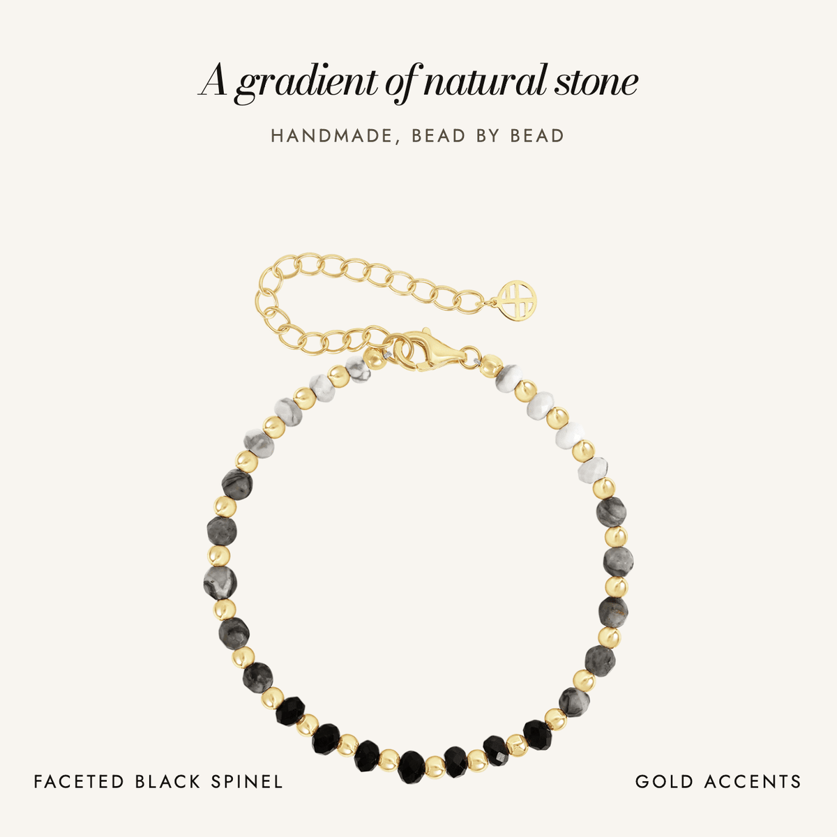 Black Spinel Ombre Bracelet: a gradient of natural stone, handmade bead by bead