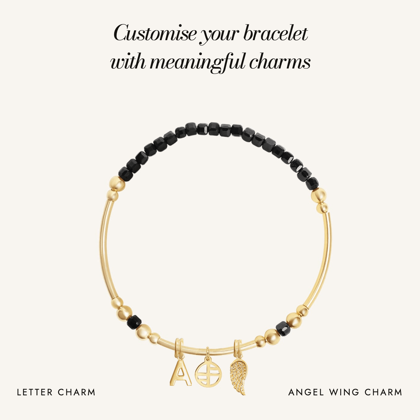 Black Spinel Division Charm Bracelet: customise your bracelet with meaningful charms