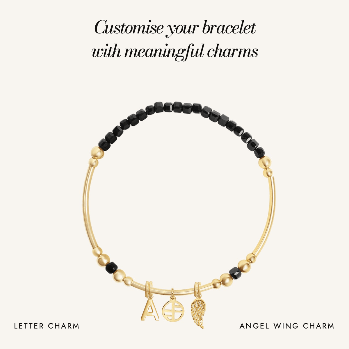 Black Spinel Division Charm Bracelet: customise your bracelet with meaningful charms