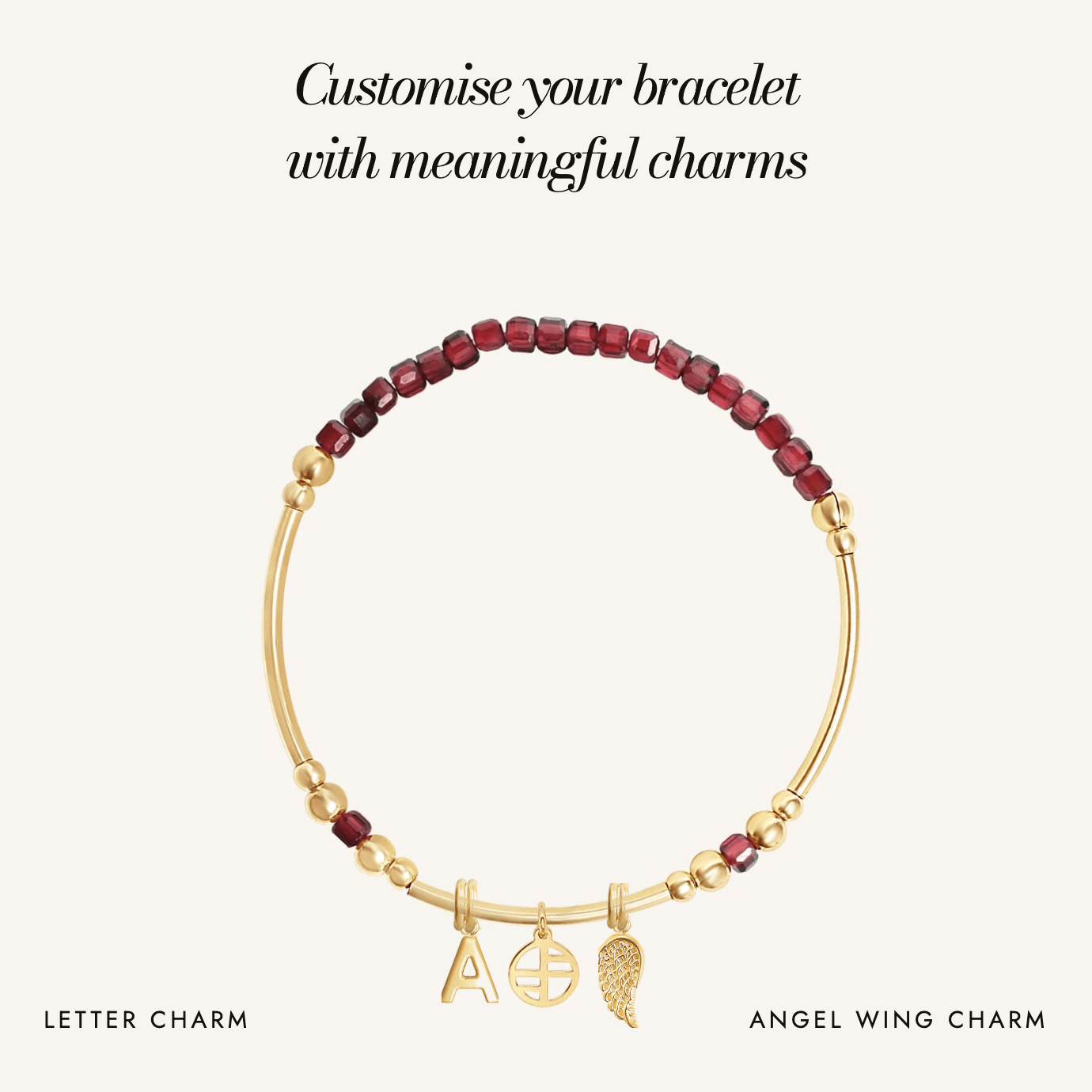 Red Garnet Division Charm Bracelet: customise your bracelet with meaningful charms