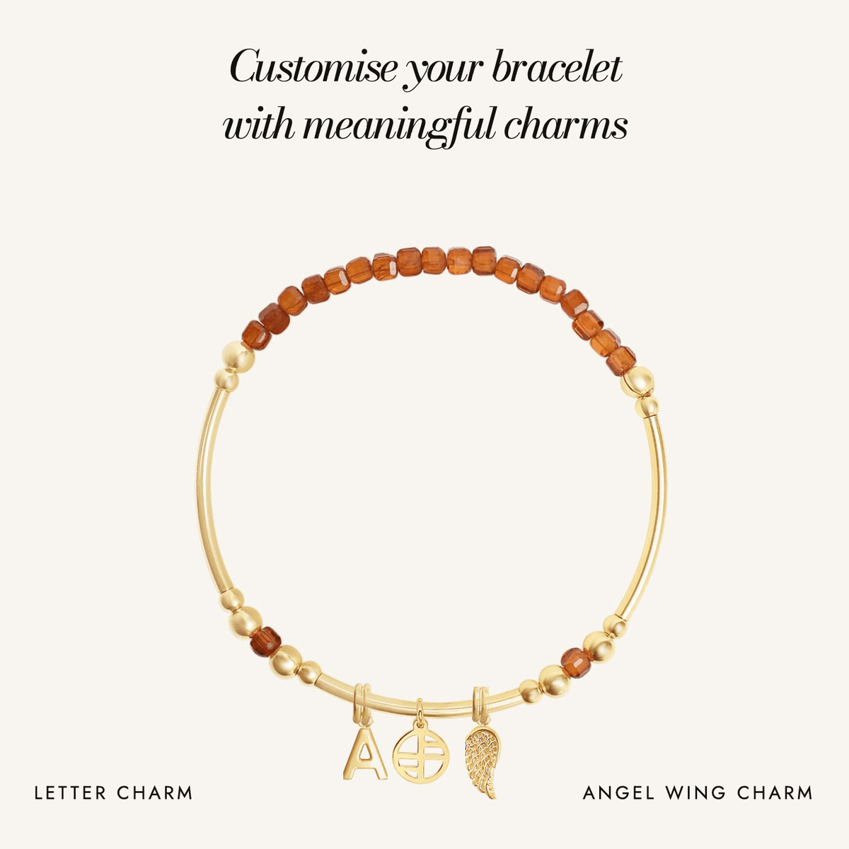 Hessonite Garnet Division Charm Bracelet: customise your bracelet with meaningful charms