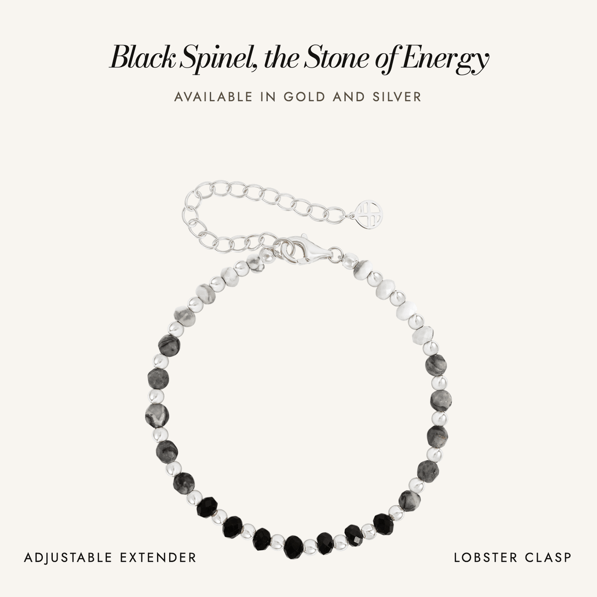 Black Spinel, the Stone of Energy, available in gold and silver