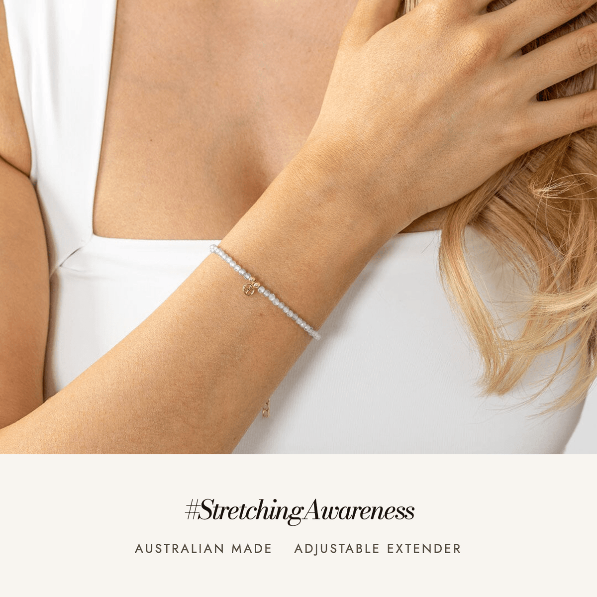 Pancare Awareness Bracelet worn: #StretchingAwareness, Australian made, adjustable extender