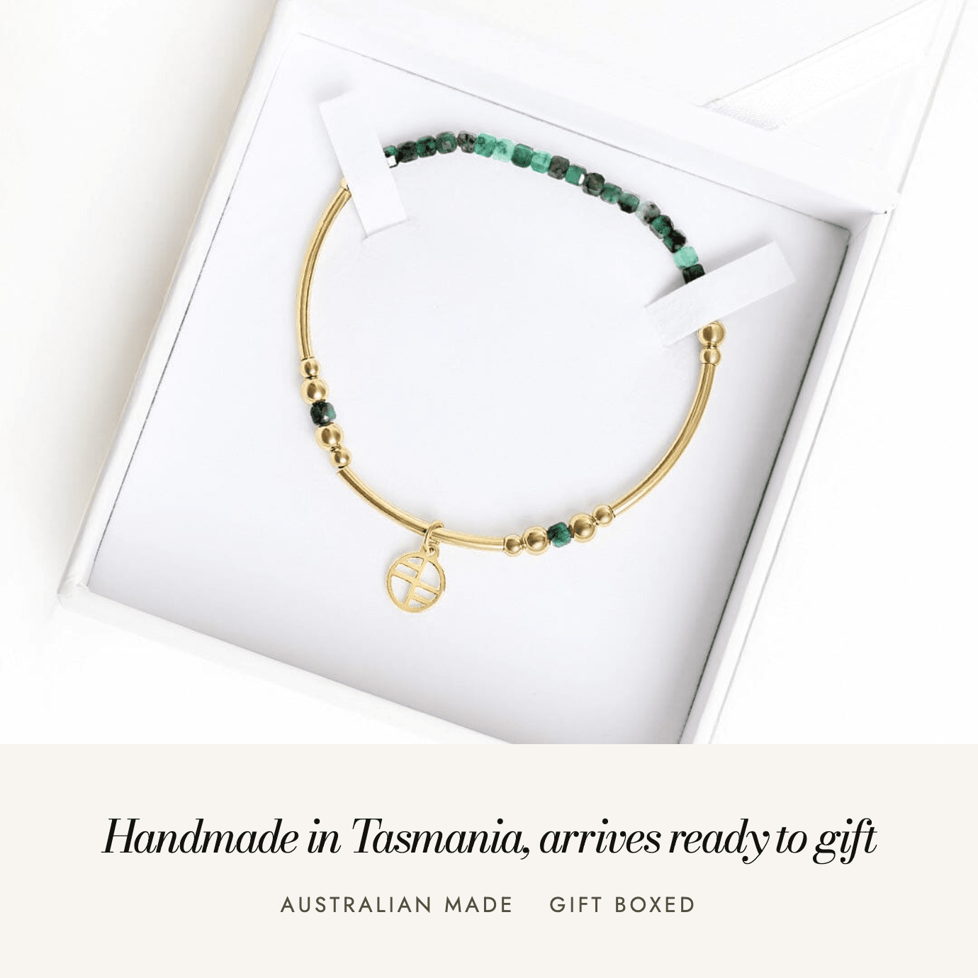 Emerald Division Charm Bracelet: handmade in Tasmania, arrives ready to gift