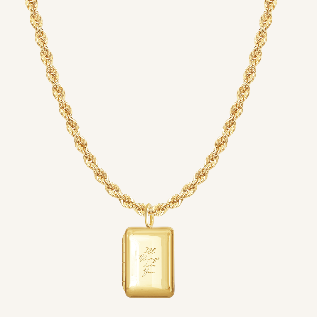 Etch Engraved Story Photo Locket Necklace