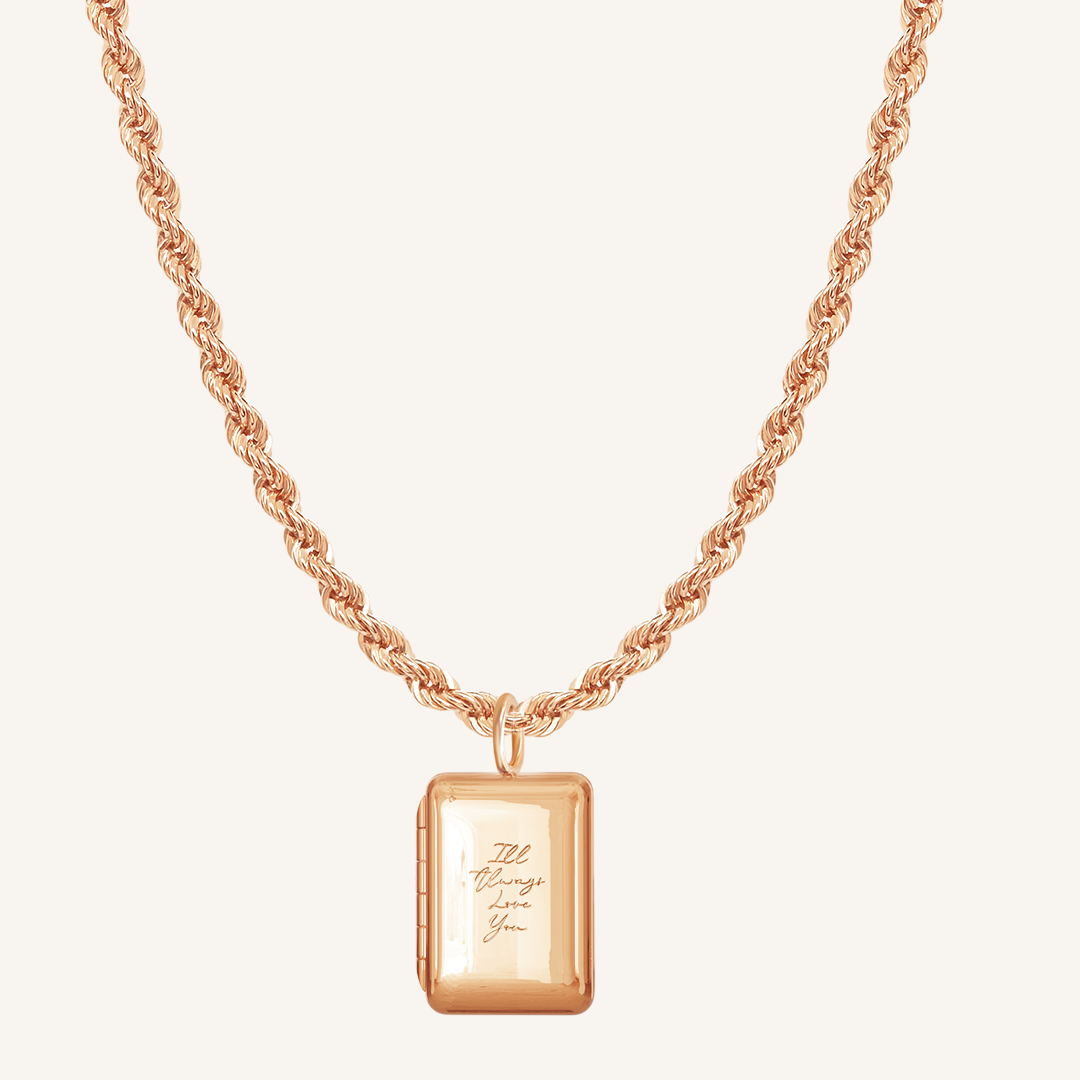 Etch Engraved Story Photo Locket Necklace