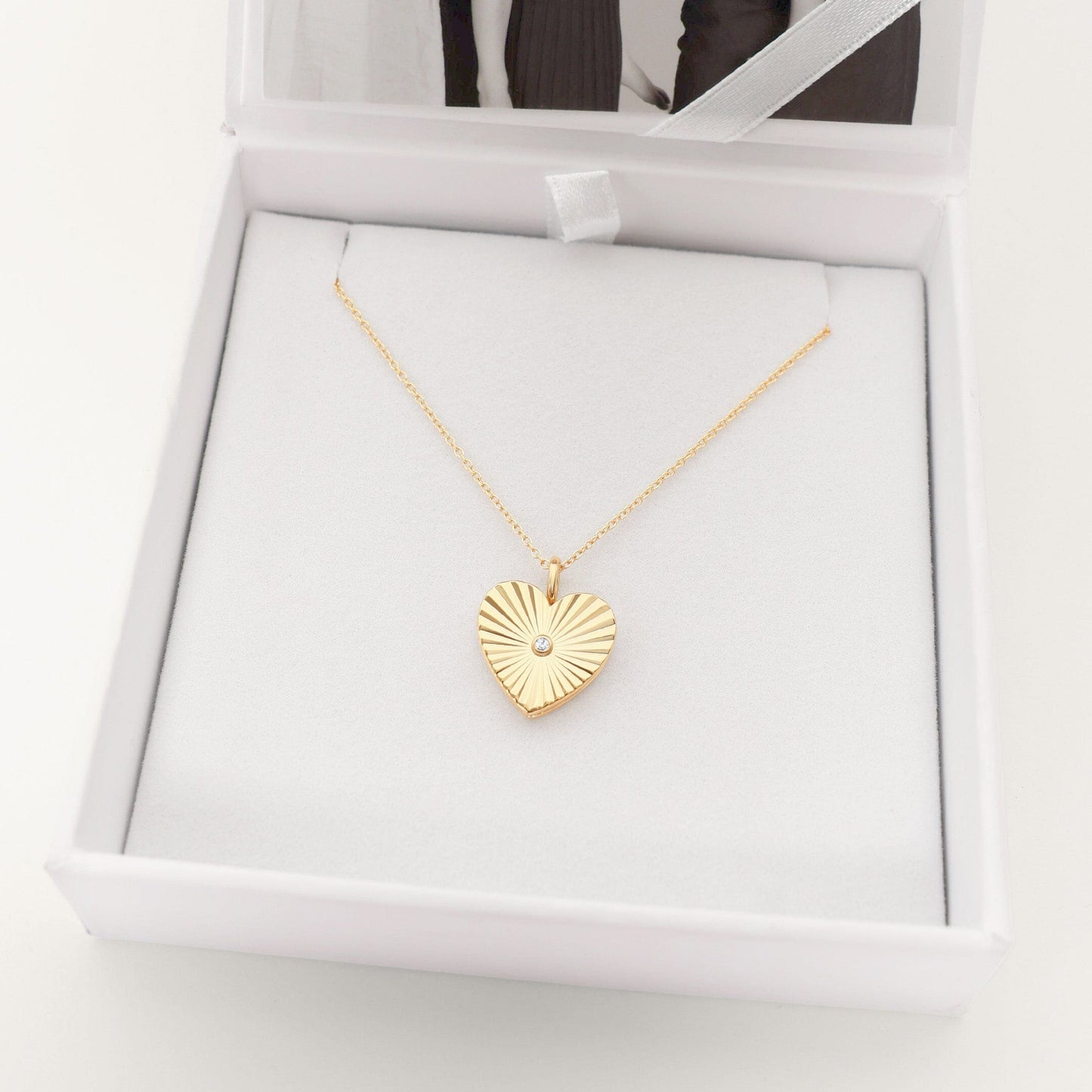 Amata Heart Photo Locket Necklace