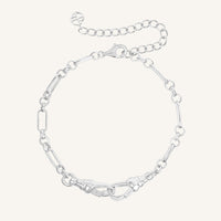 Silver chain bracelet on a white background