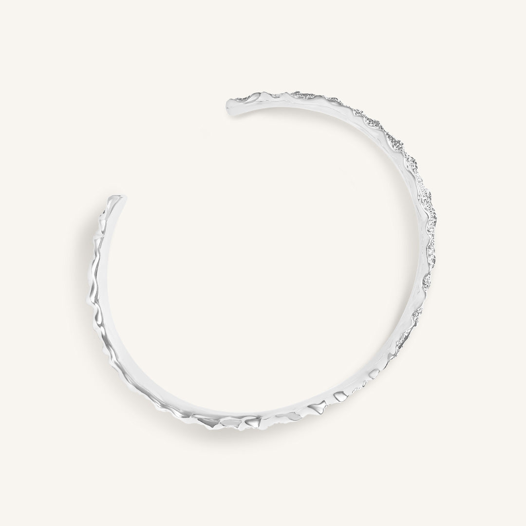 Silver bracelet on a white background