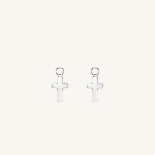 The  SILVER  Cross Hoop Charm Set of 2 by  Francesca Jewellery from the Earrings Collection.