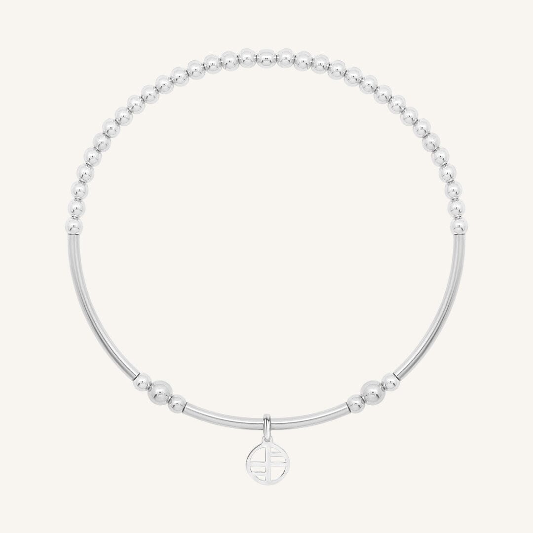 Silver bracelet on a white background