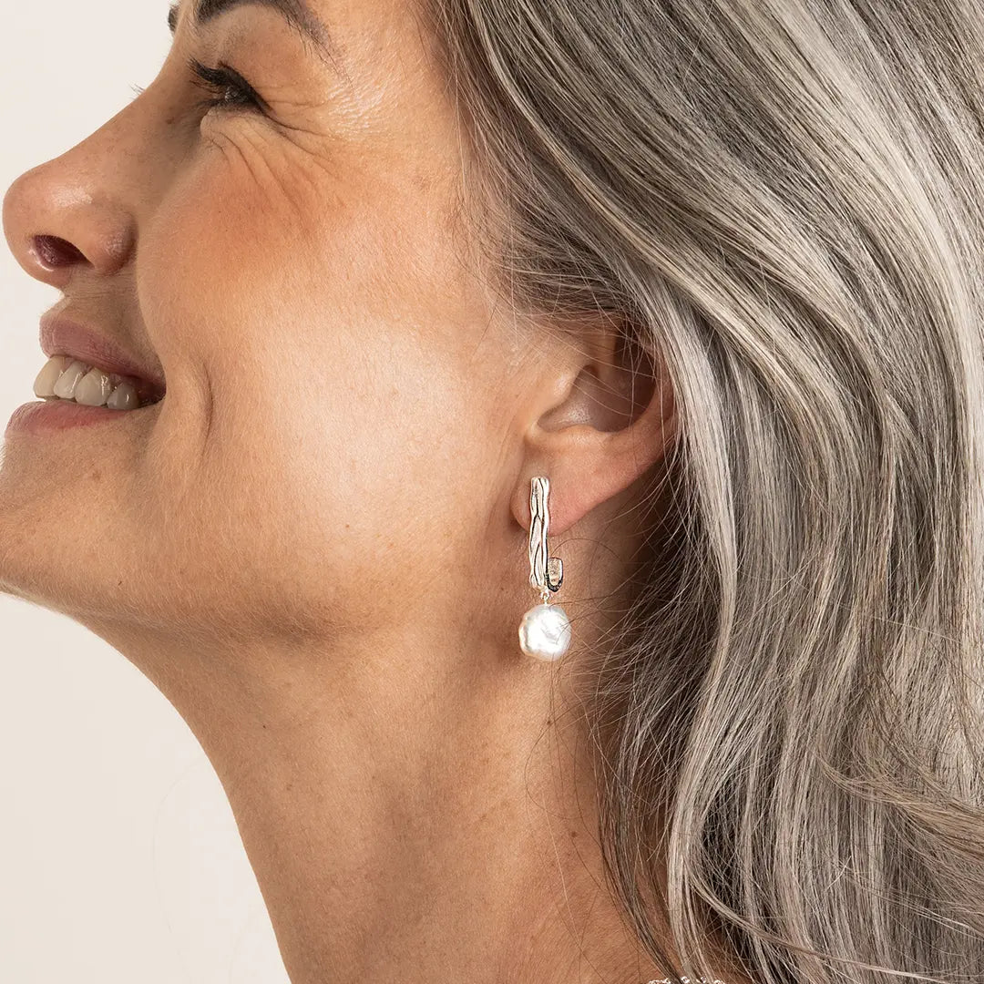 The    Dune Pearl Earrings by  Francesca Jewellery from the Earrings Collection.