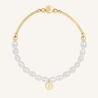 Etch Alpha Charm Pearl Bracelet
