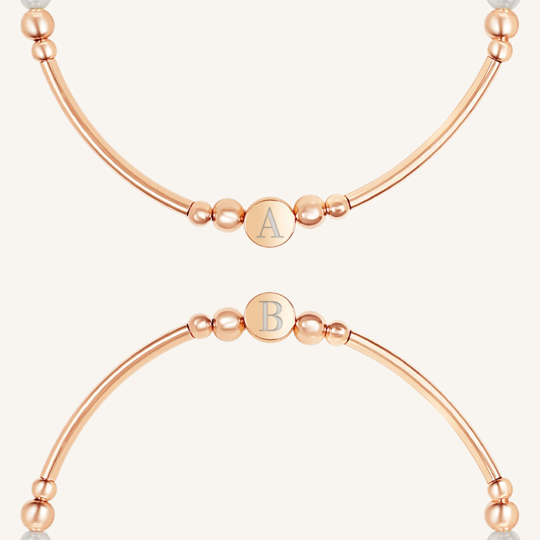 Etch Alpha Charm Pearl Bracelet