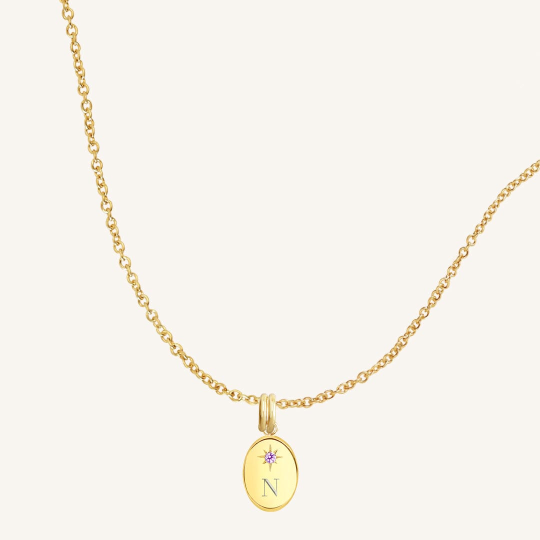 Etch Birthstone Charm Necklace
