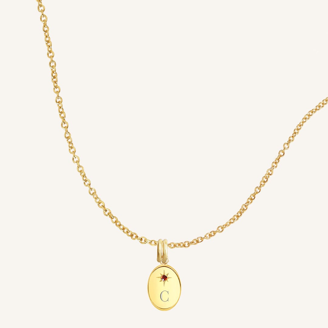 Etch Birthstone Charm Necklace