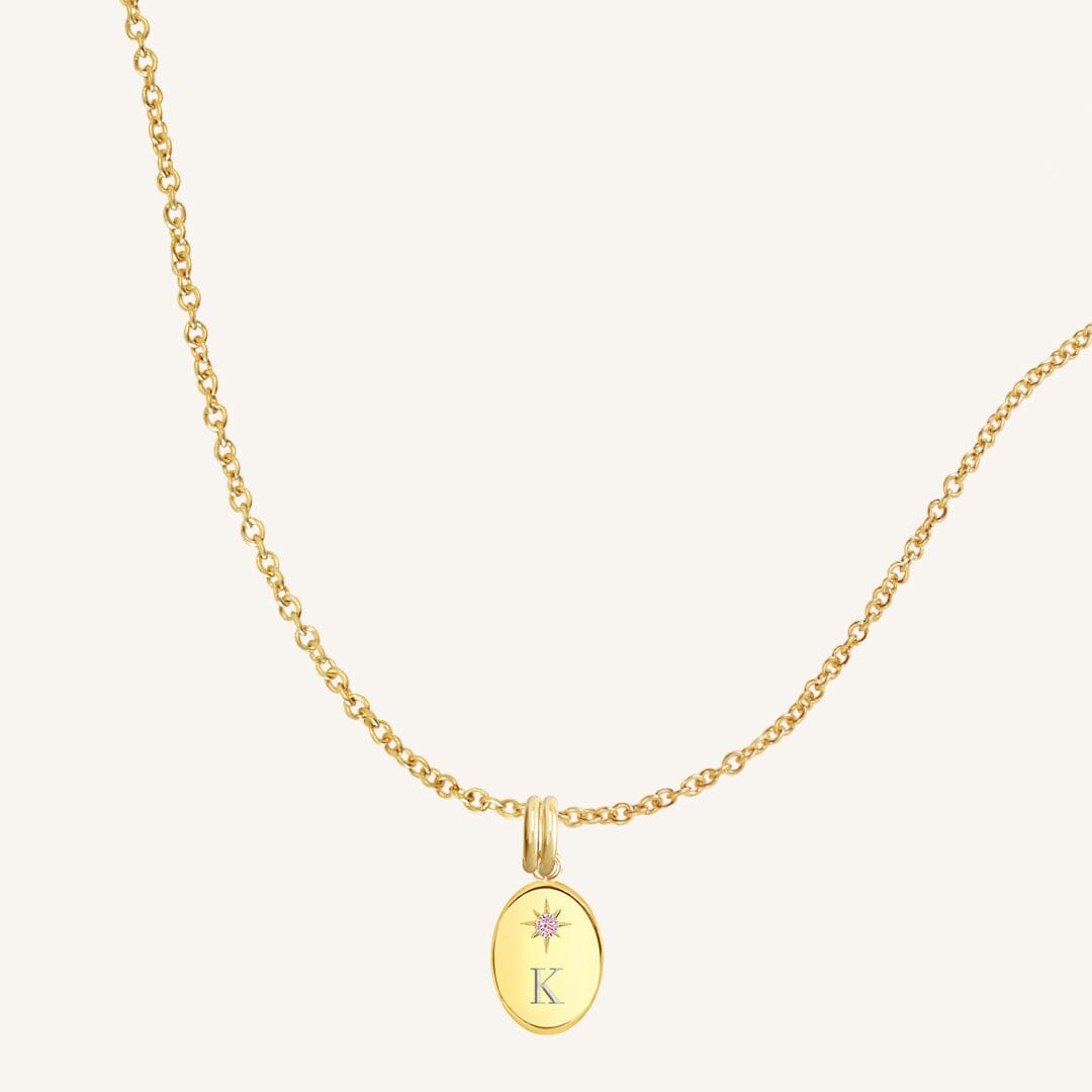 Etch Birthstone Charm Necklace