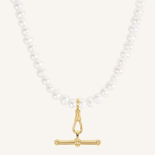 T-Bar Fob Pearl Necklace